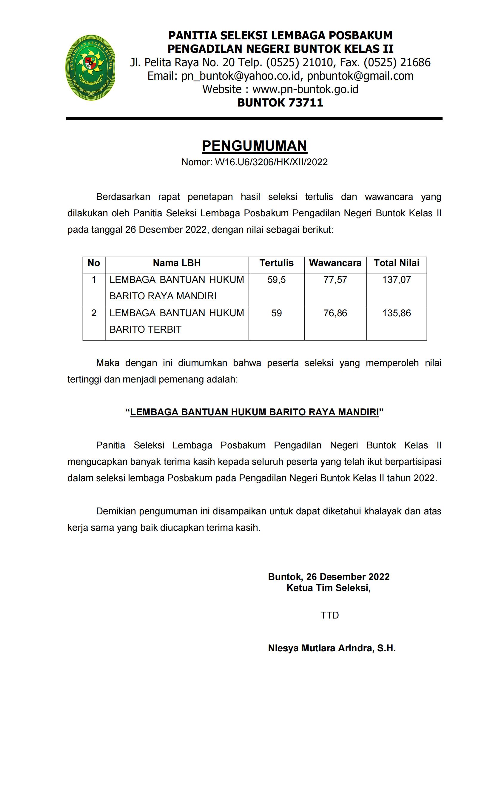 pengumuman hasil akhir posbakum 00